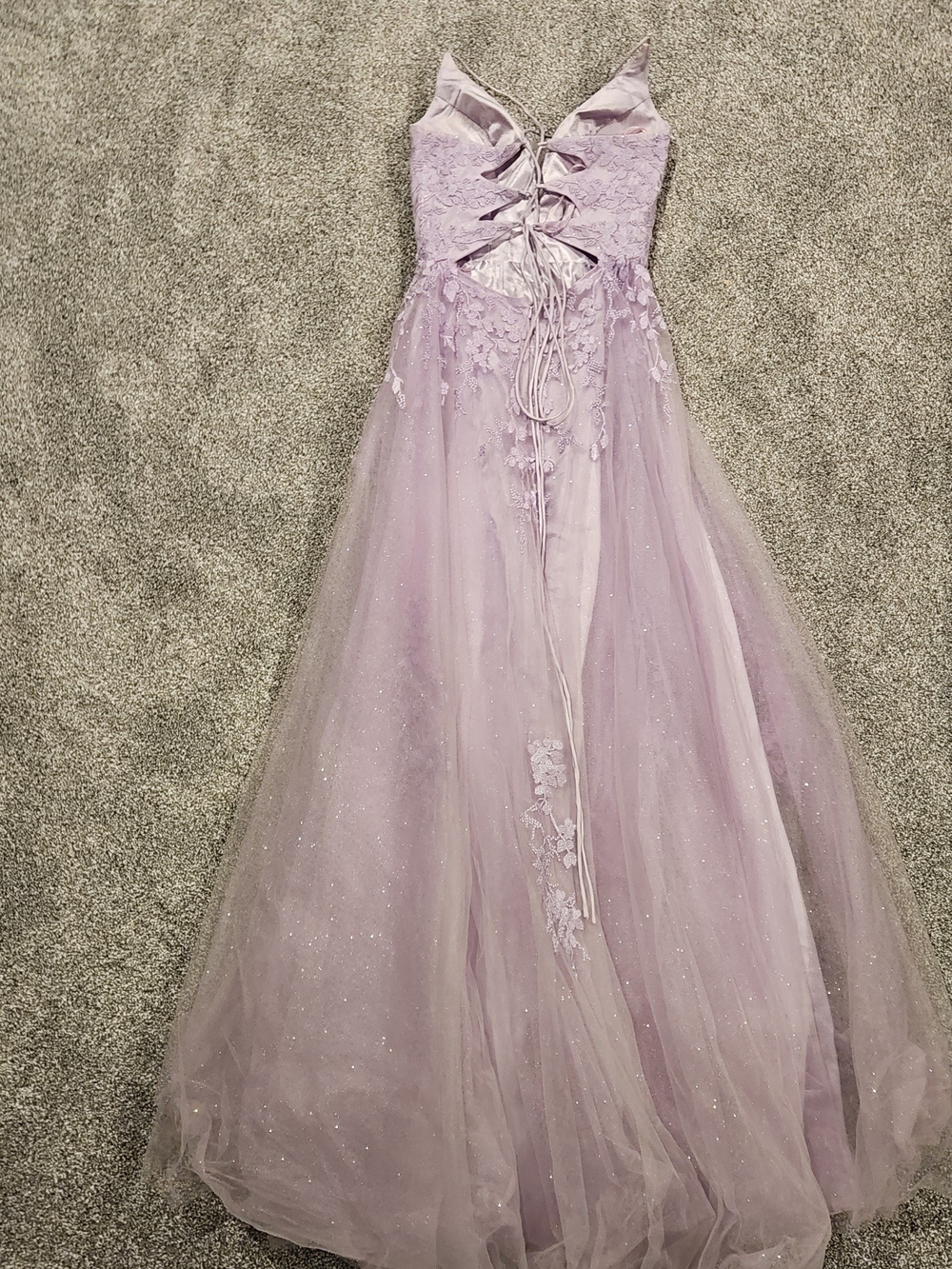 Amazon Lilac Lace-Up Tulle Prom Dress